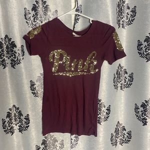 Pink t shirt burgundy